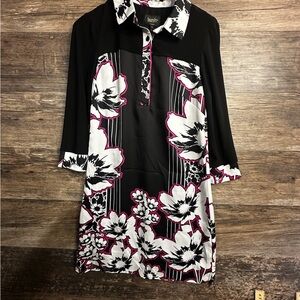 Laundry By Shelli Segal Black and Pink Graphic Polo Dress